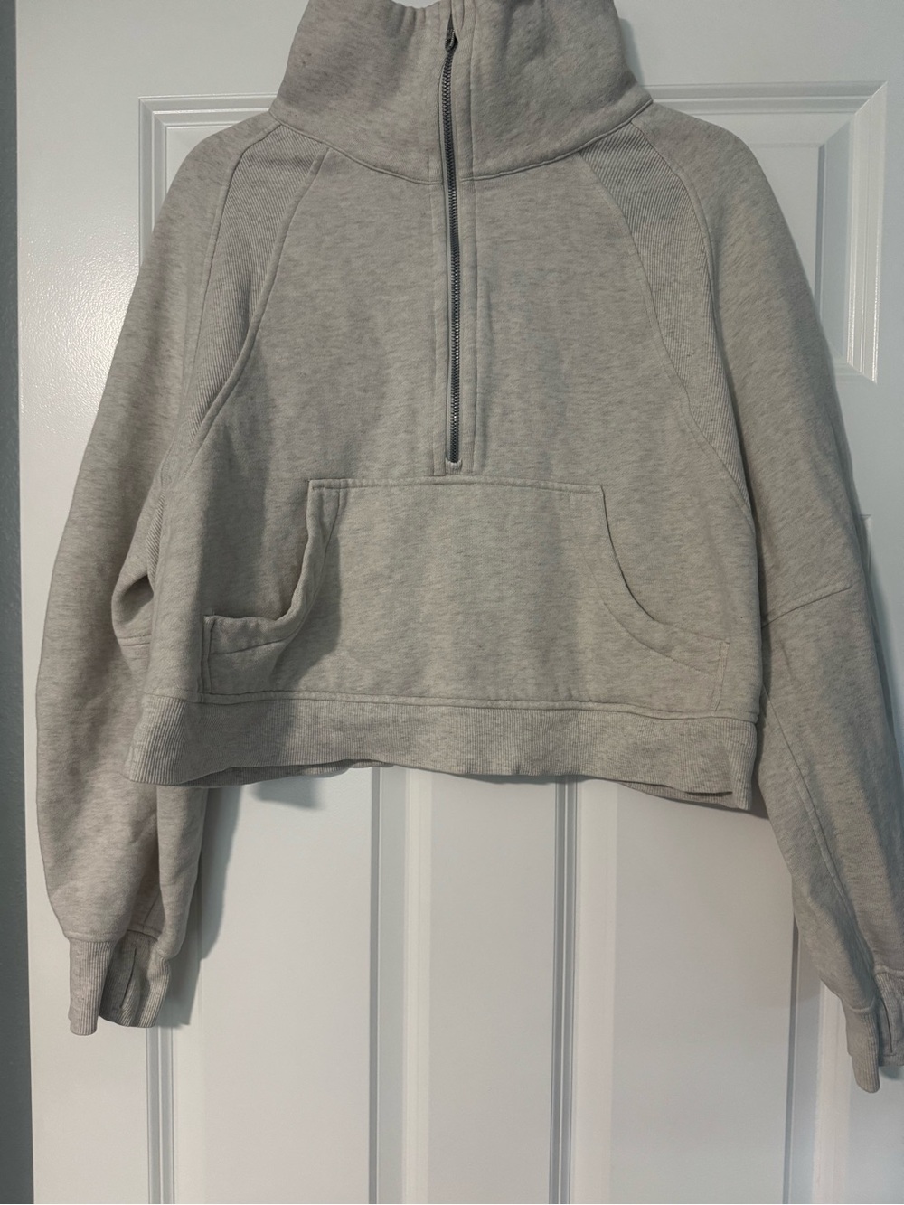 lululemon athletica Light Gray Cropped Half-Zip Sweatshirt